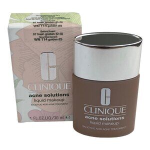 Clinique Acne Solutions Liquid Foundation 114 Golden Treatment‎ Makeup 1oz New